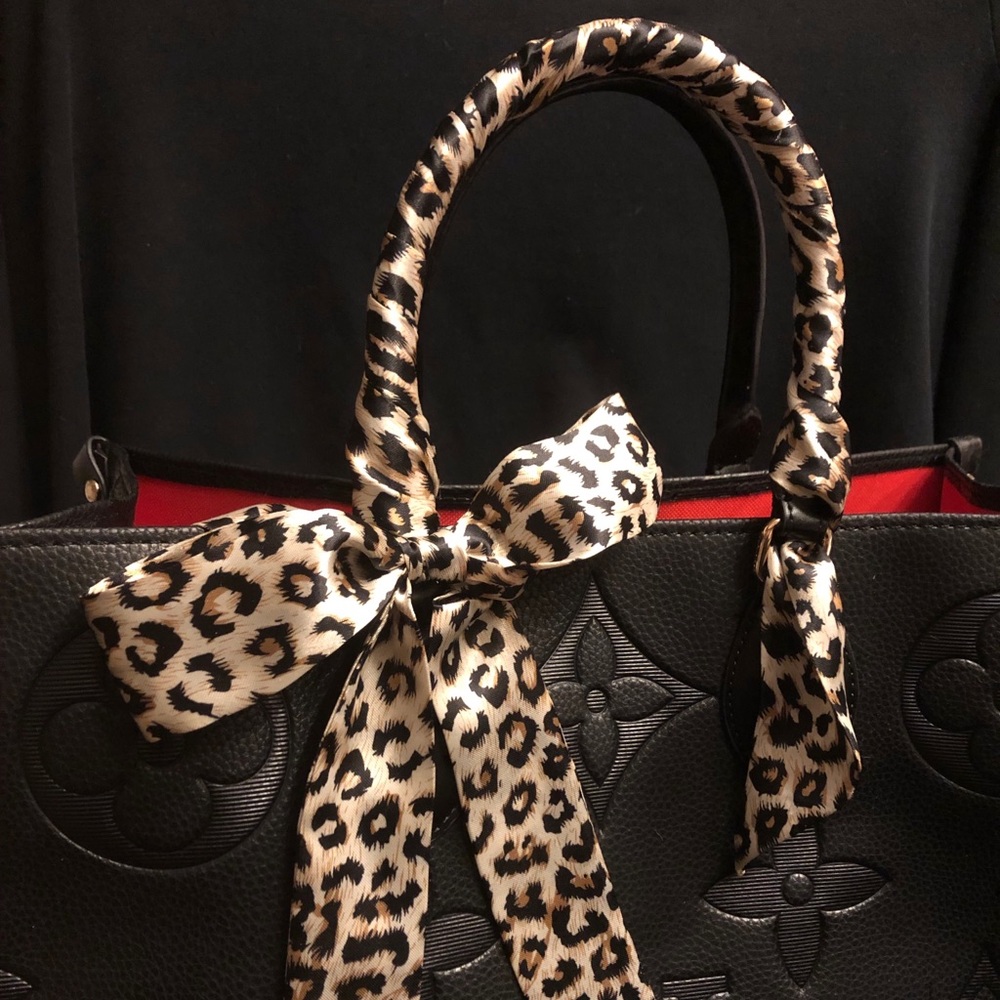 Purse scarf  set 2 black brown ivory handle cover